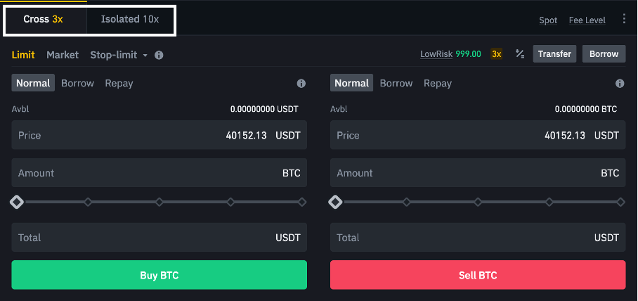 binance futures cross isolated