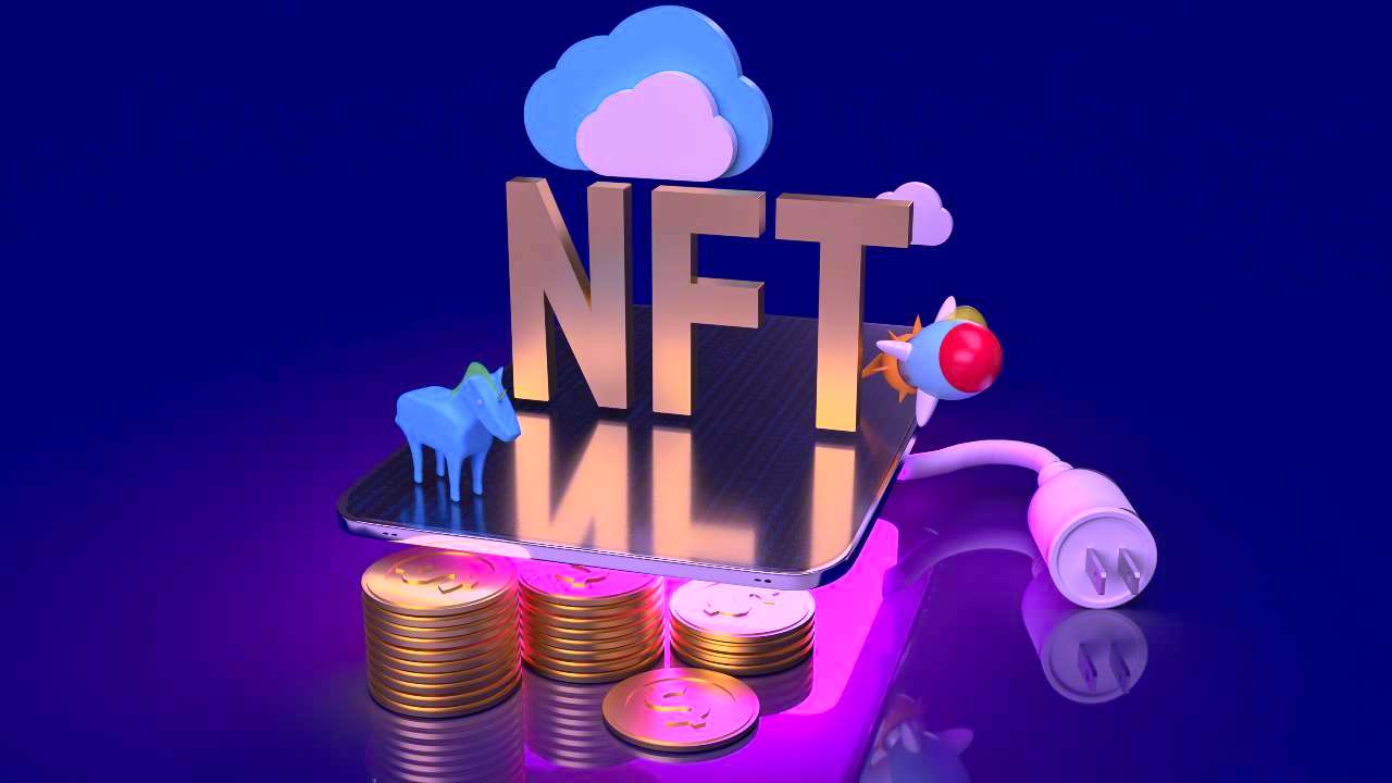 nft or Non Fungible Token for art and technology concept 3d rendering